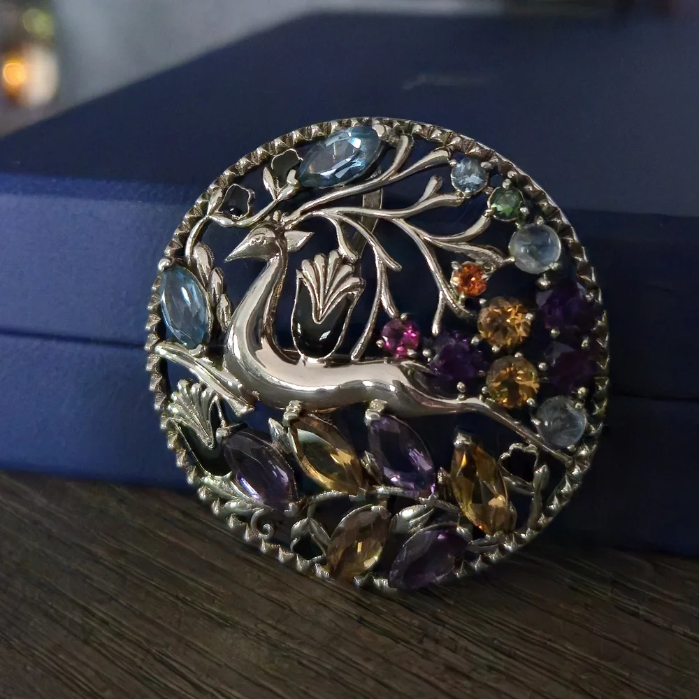 Nicky Butler 925 Sterling Silver Stag Pendant Brooch Designer Amethyst Citrine - Picture 8 of 16